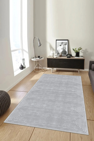Hülya Home Salon Halısı Geometrik İskandinav Eskitmeli Dijital Baskı Yıkanabi...
