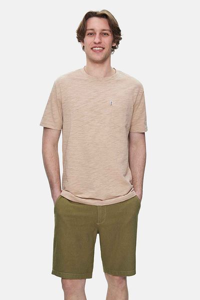 UCLA Tricou pentru bărbați CALEB, maro deschis, cu buzunar, cu decolteu, cu potrivire standard