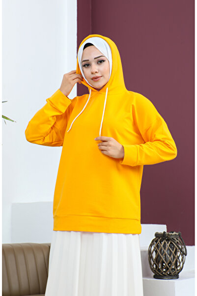 sefamerve 23002-09 Μοντέλο χρυσό φούτερ με κουκούλα