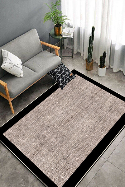 Hülya Home Jüt Hasır Desenli Dijital Baskı Yıkanabilir Kaymaz Taban Ince Salo...