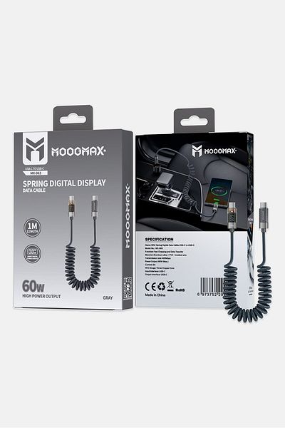 MOOGMAX Mx063 - Type C Fabric Charging Cable, Grey