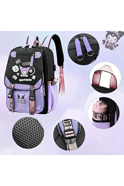 KOST Orijinal Kuromi Okul Çantası Kore Tarzı Büyük Kapasiteli Kuromili Okul Sırt Çantası