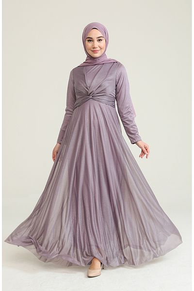 sefamerve Rochie de seara cu sclipici liliac deschis - 5397-19