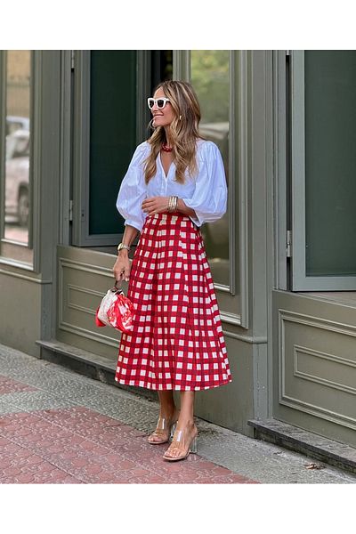 MiMi Red Plaid Skirt