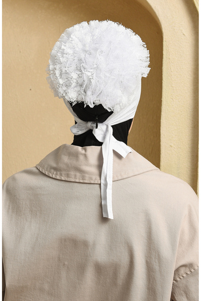 sefamerve Καπό λευκό βολάν - 90112-08