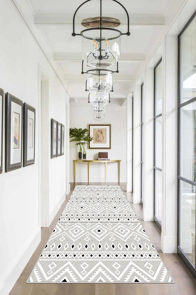 df home Kesme Yolluk Koridor Hol Antre Giriş Halısı Dijital Baskı Yıkanabilir...