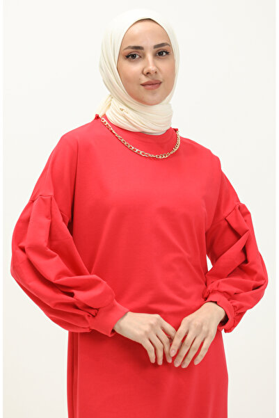 sefamerve Kolyeli Uzun Spor Tunik 70020-11 Mercan