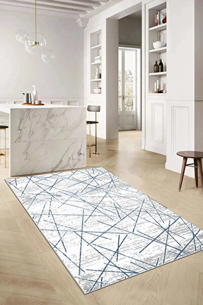 Hülya Home Mutfak Halısı Geometrik İskandinav Eskitmeli Dijital Baskı Yıkanab...