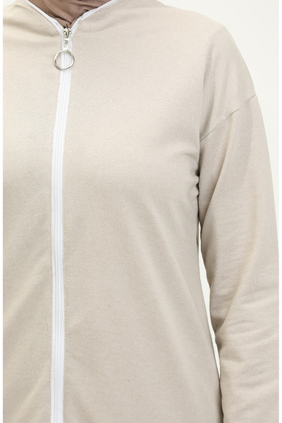 sefamerve Beige Color Zippered Tracksuit Set - 3044-07