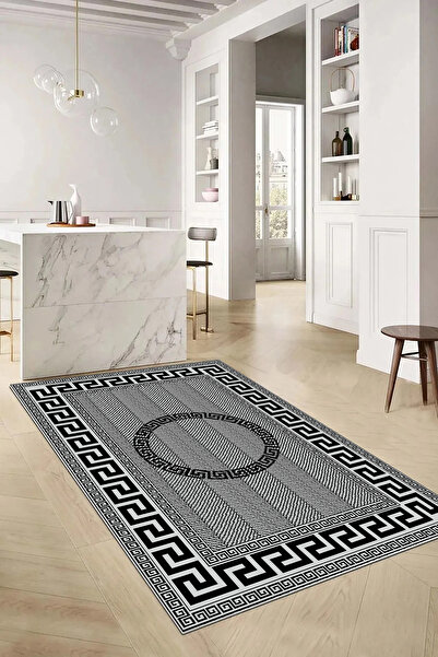 Hülya Home Mutfak Halısı Geometrik İskandinav Eskitmeli Dijital Baskı Yıkanab...