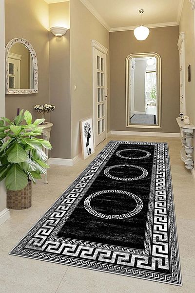 Hülya Home Digital Printed Cutting Runner - Washable Non-Slip Base, Entrance Carpet 3267