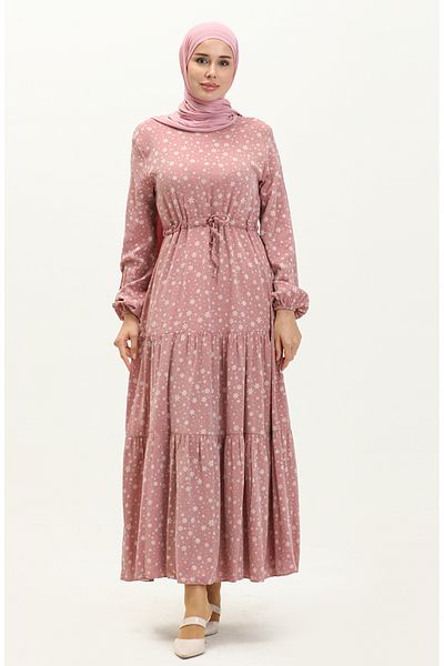 sefamerve Φόρεμα με κορδόνι Dusty Rose Print - 81802-04