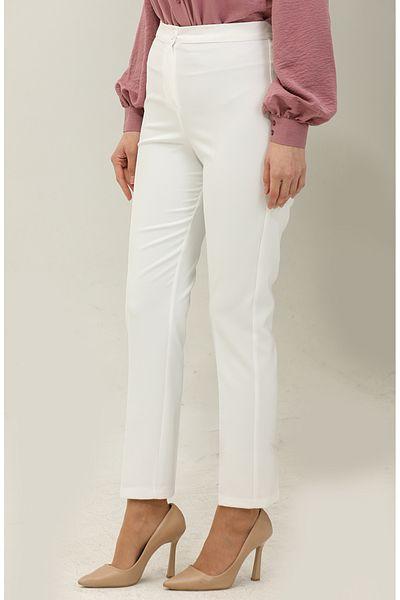 sefamerve Ecru Straight Leg Trousers 1148-11
