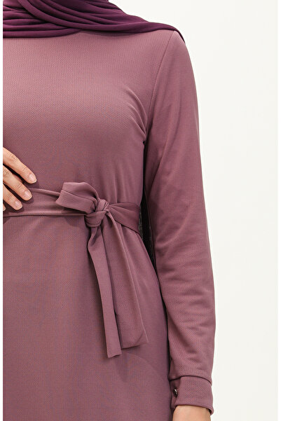sefamerve Dark Lilac Tunic and Trousers Double Set - Slit Detail 0664-04