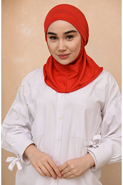 sefamerve Bereli Boyunluklu Pratik Eşarp 1179-02 Kırmızı