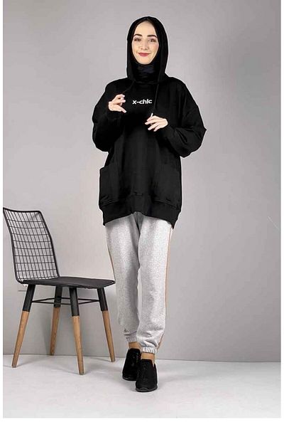 sefamerve Φούτερ με λεπτομέρεια Grey Tan Stripe - 1073-01