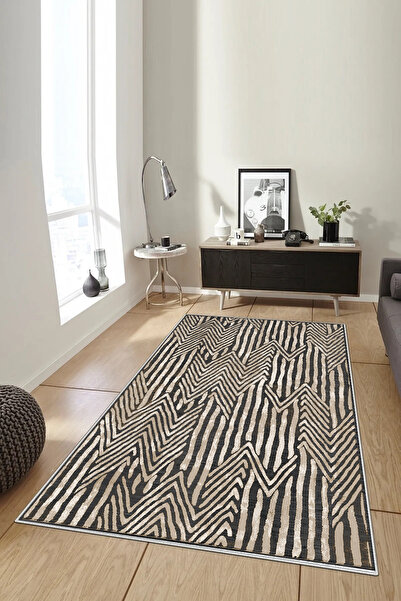 UZZA Kesme Halı Desenli Dijital Baskı Yıkanabilir Kaymaz Taban İnce Salon Mut...