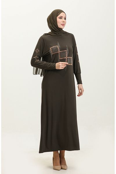sefamerve Φόρεμα Dilruba Khaki Sandy Stone - 0349-01