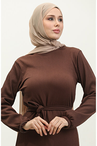 sefamerve Καφέ Gathered Documentary φόρεμα - NZR003A-10