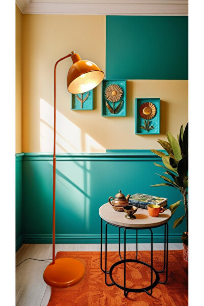 Luzarana Dolce Lambader Turuncu Metal Gövde Tasarım Lüx Yerden Aydınlatma