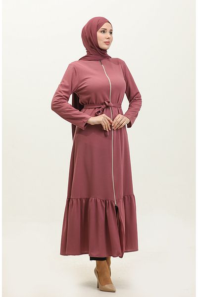 sefamerve Φούστα Dusty Rose Gathered and Sash Ferace - 0703-06