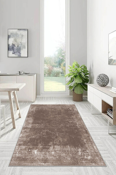 UZZA Salon Halısı Geometrik İskandinav Eskitmeli Dijital Baskı Yıkanabilir Ka...