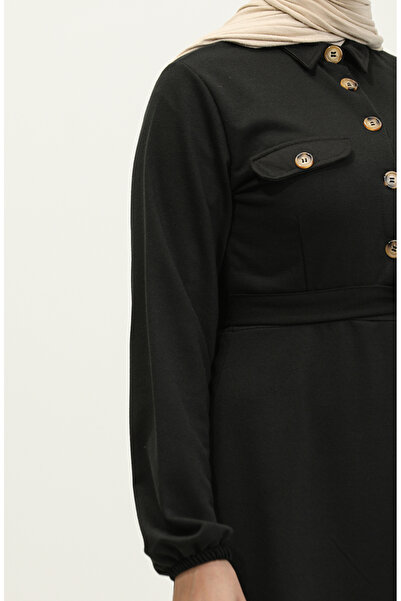 sefamerve Cep Detaylı Kuplu Elbise 0331-03 Siyah