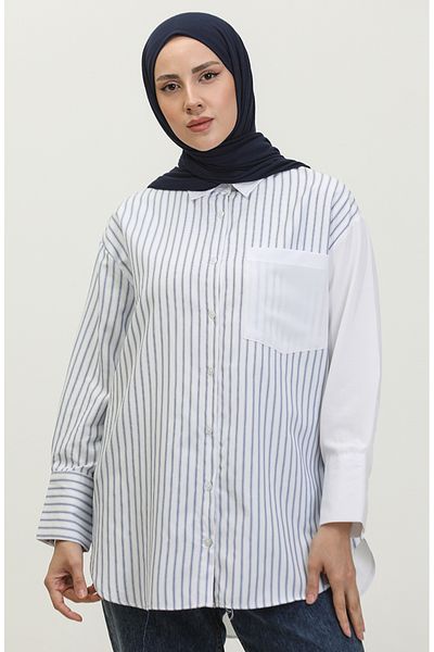 sefamerve Πουκάμισο Indigo Garnish ριγέ - 4815-04