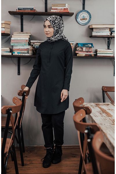 sefamerve Μαύρος γιακάς Judge Tunic - 6474-09