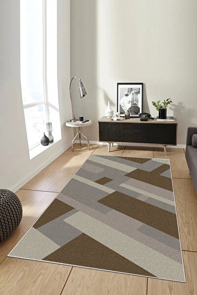 Hülya Home Salon Halısı Geometrik İskandinav Eskitmeli Dijital Baskı Yıkanabi...