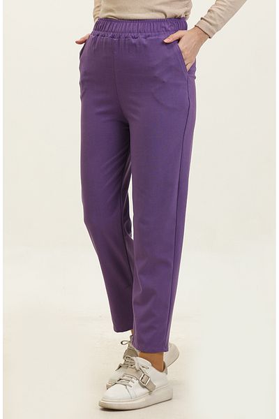 sefamerve Pantaloni largi cu talie elastică 5501-04 Liliac