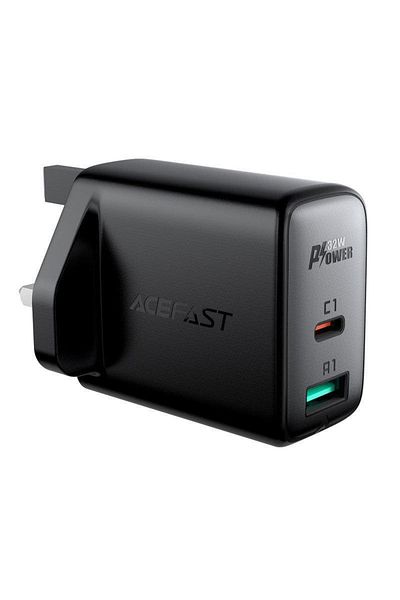 Acefast Fast Charge Wall Charger A8 PD32W (1xUSB-C+ 1xUSB-A) UK, Black