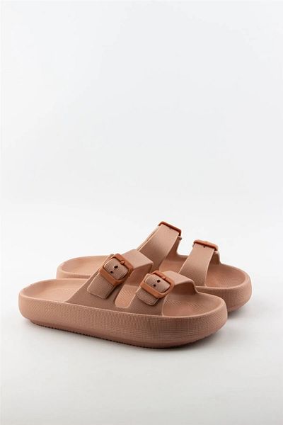 Apella Papuci unisex bej cu cataramă dublă Eva