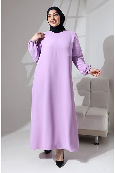 sefamerve Λιλά Φόρεμα Ντουμπάι Plus Size - 0721-01