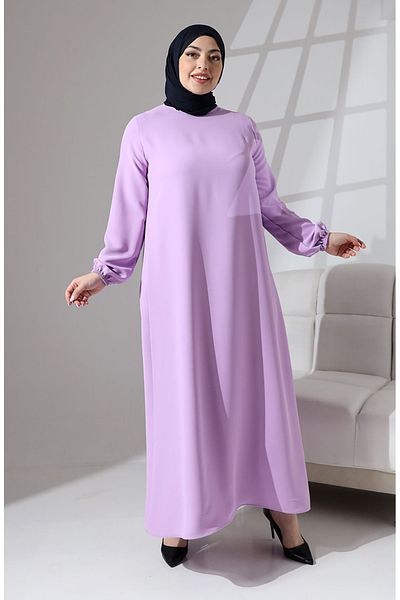 sefamerve Λιλά Φόρεμα Ντουμπάι Plus Size - 0721-01