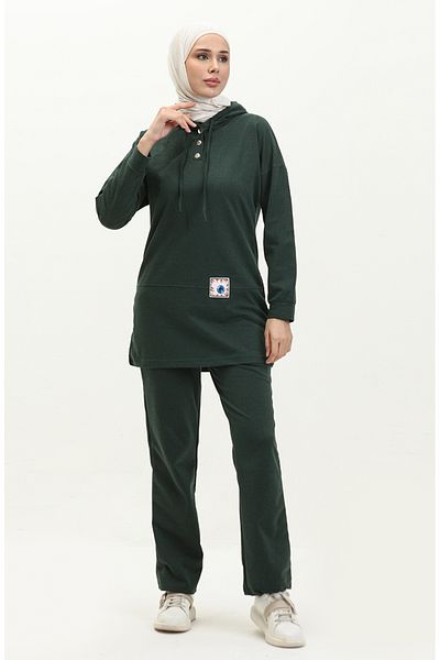 sefamerve Σετ αθλητικής φόρμας Nefti Green Hooded - 3036-09