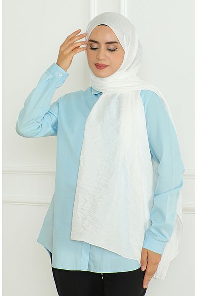 sefamerve White Roe Shawl - 81058-16 Μοντέλο