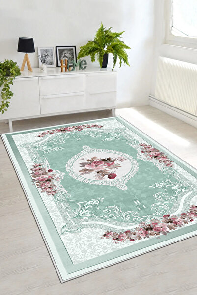 df home Salon Halısı Geometrik İskandinav Eskitmeli Dijital Baskı Yıkanabilir...