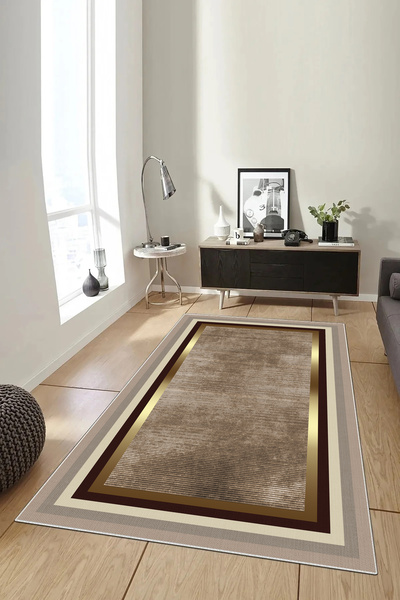 Hülya Home Salon Halısı Geometrik İskandinav Eskitmeli Dijital Baskı Yıkanabi...