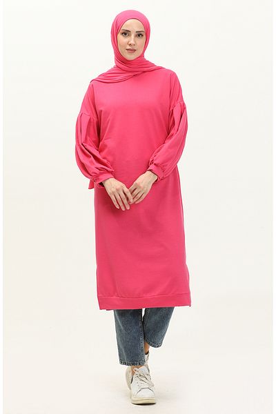 sefamerve Tunica lunga cu maneca cu balon fucsia - 3031-11