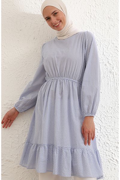 sefamerve White Indigo Tunic - Ruffle Skirt 4344-02