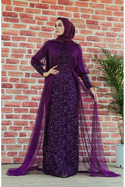 sefamerve Rochie de seara mov cu paiete - 5346-06
