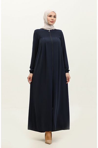 sefamerve Navy Blue πτυχωτό φερμουάρ Ferace 5004-03