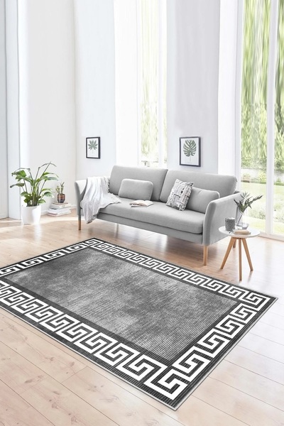 df home Salon Halısı Geometrik İskandinav Eskitmeli Dijital Baskı Yıkanabilir...