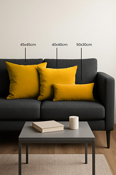 Gauze Fabric Design Seria Velvet, Pernă decorativă galben închis, Față de pernă