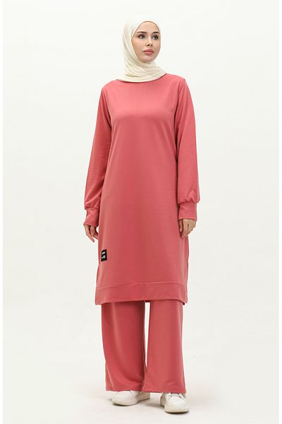 sefamerve Set de tunică și pantaloni Light Dusty Rose cu două fire - 0044-19