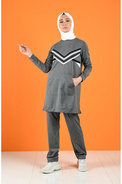 sefamerve Σετ αθλητικής φόρμας Anthracite Stripe - 9176-03