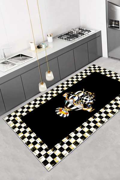 df home Kesme mutfak halısı Desenli Dijital Baskı Yıkanabilir Kaymaz Taban  İnce Salon  Çocuk Halısı 8051