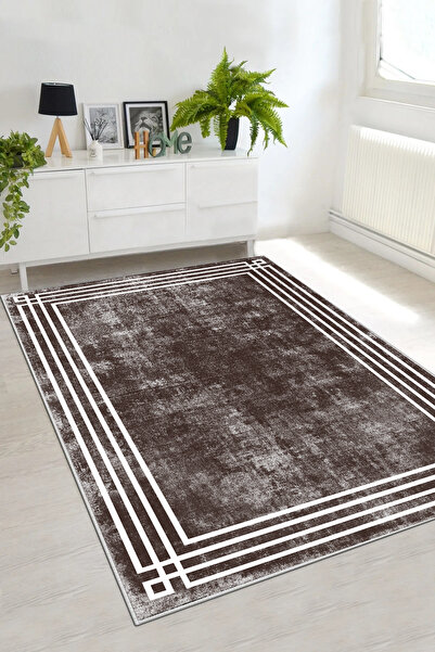 df home Salon Halısı Geometrik İskandinav Eskitmeli Dijital Baskı Yıkanabilir...