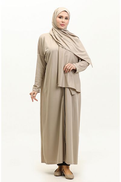 sefamerve Praktisches einteiliges Gebetskleid – mit Hijab, 1980–03 Nerz